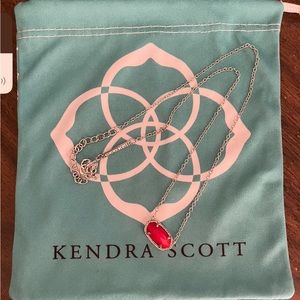 Red stone and sterling silver chain. Kendra scottt pendant stone necklace